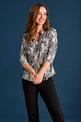 Snake Print Mandarin Collar Blouse