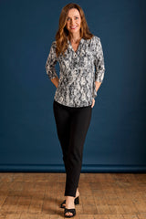 Snake Print Mandarin Collar Blouse