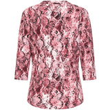 3/4 Sleeve Snake Print Mandarin Collar Pink