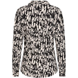 Long Sleeve Brushstrokes Print Collar Beige