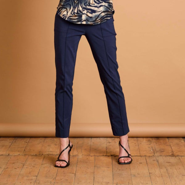 Pintuck Bengaline Stretch Trousers Navy
