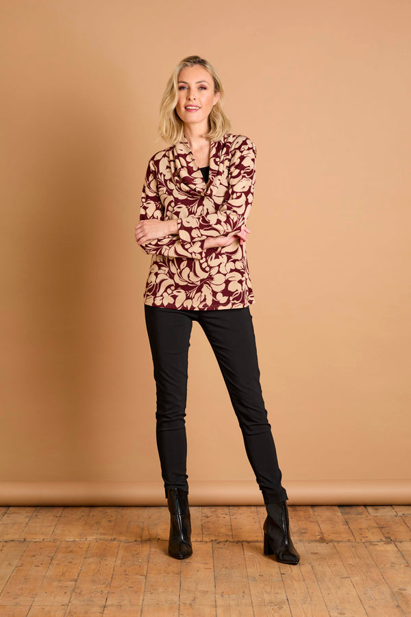 Soft Touch Cowl Neck Large Floral Top