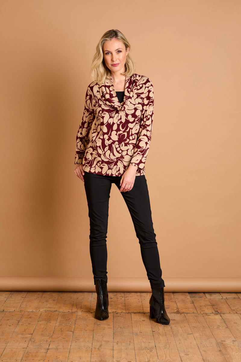 Soft Touch Cowl Neck Large Floral Top