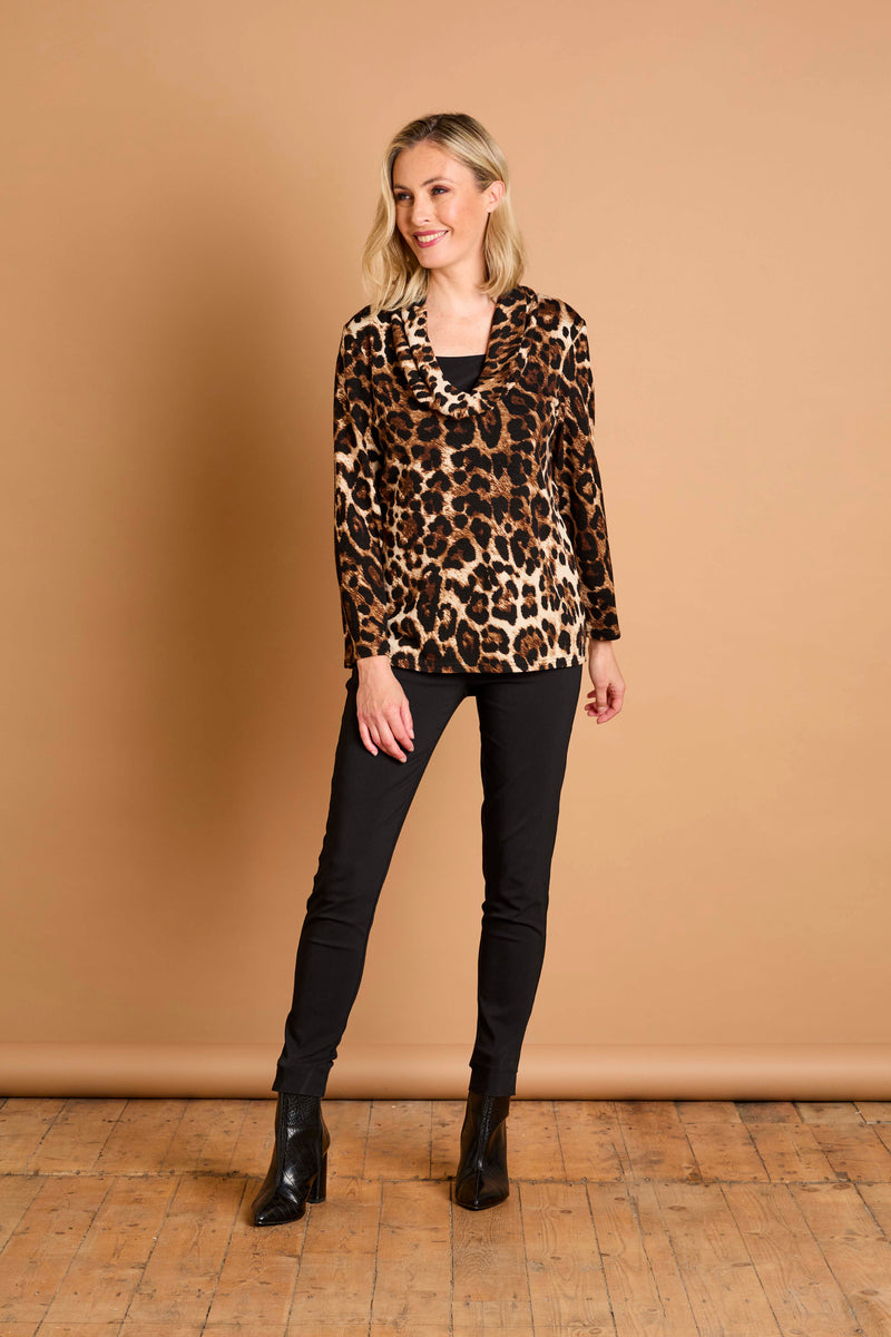 Soft Touch Cowl Neck Leopard Top