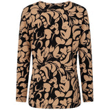 Soft Touch Large Floral Round Neck Top Black & Beige