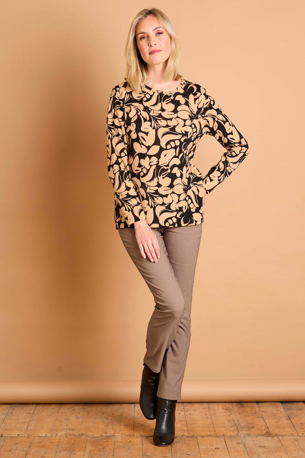 Soft Touch Large Floral Round Neck Top