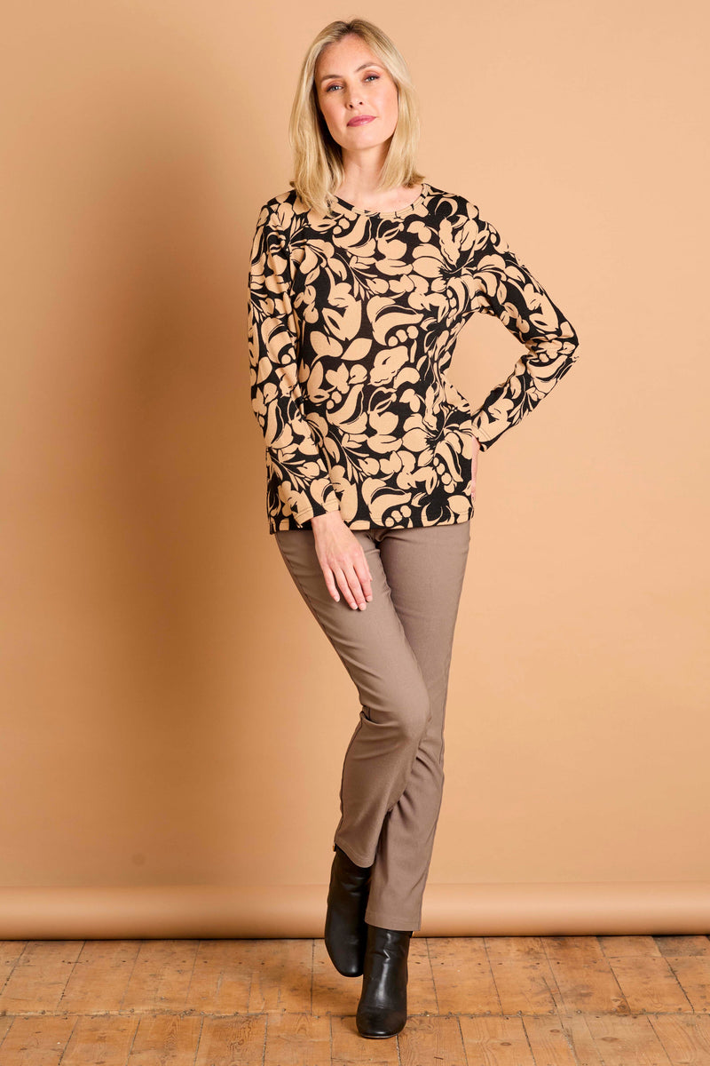 Soft Touch Large Floral Round Neck Top