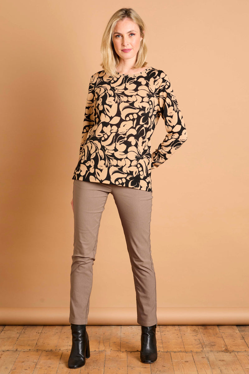 Soft Touch Large Floral Round Neck Top