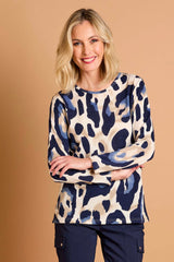 Soft Touch Large Animal Round Neck Top