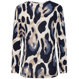 Soft Touch Large Animal Round Neck Top Blue