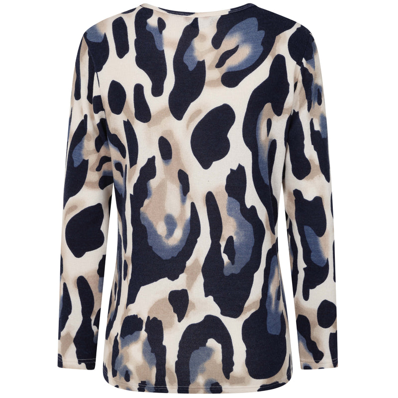 Soft Touch Large Animal Round Neck Top Blue
