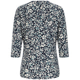 3/4 Sleeve Teal Floral Mandarin Blouse Teal