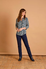 Floral Print Mandarin Collar Blouse