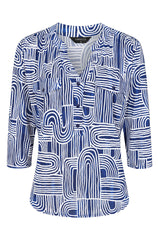 Geo Print Mandarin Collar Blouse