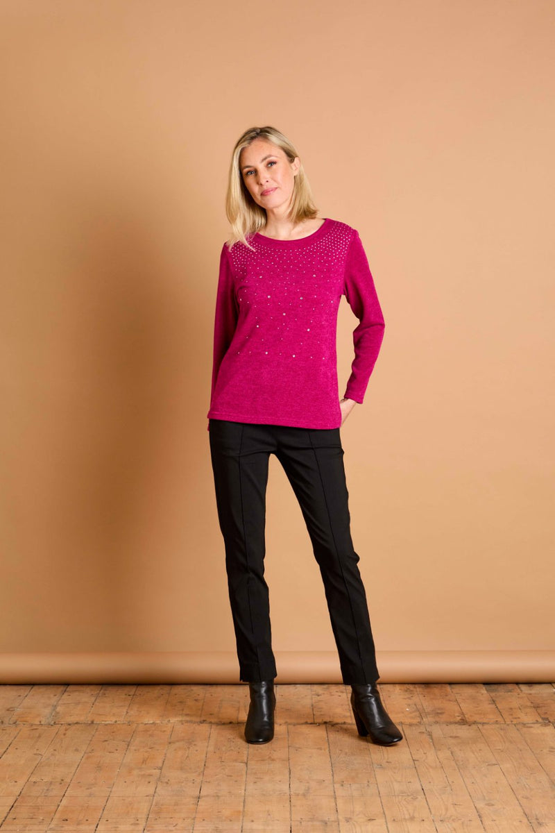 Pintuck Bengaline Stretch Trousers Black
