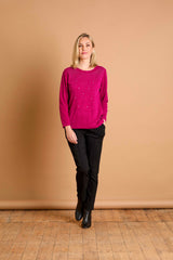 Hot Fix Round Neck Top Pink