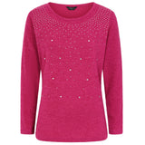 Hot Fix Round Neck Top Pink