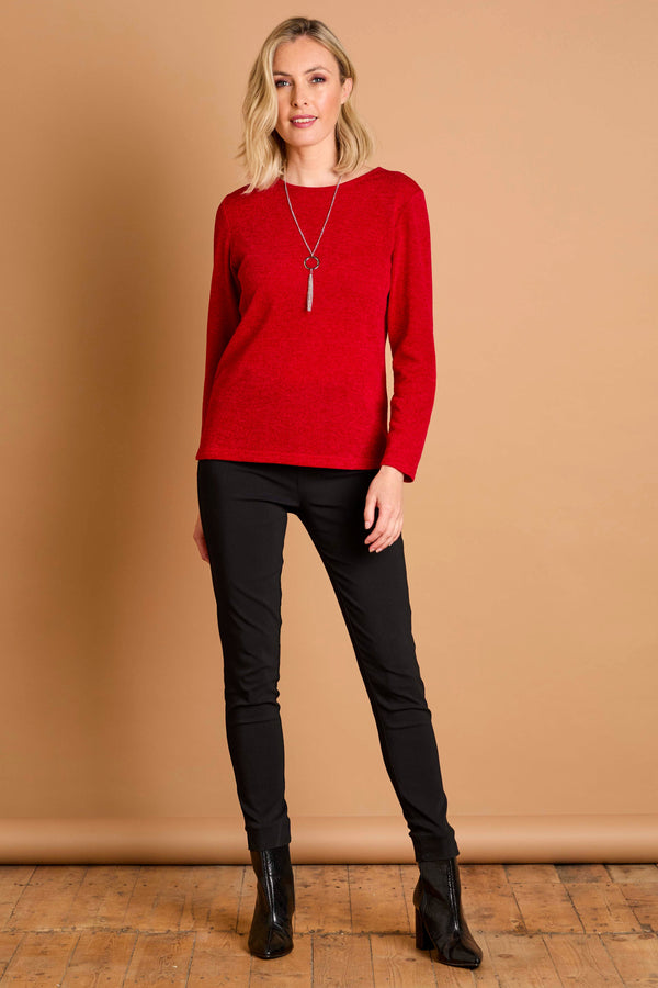 Soft Touch Round Neck Top With Necklace