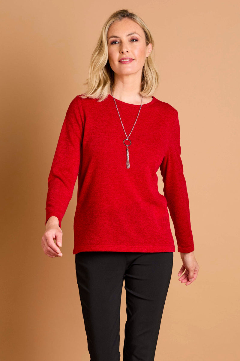 Soft Touch Round Neck Top With Necklace