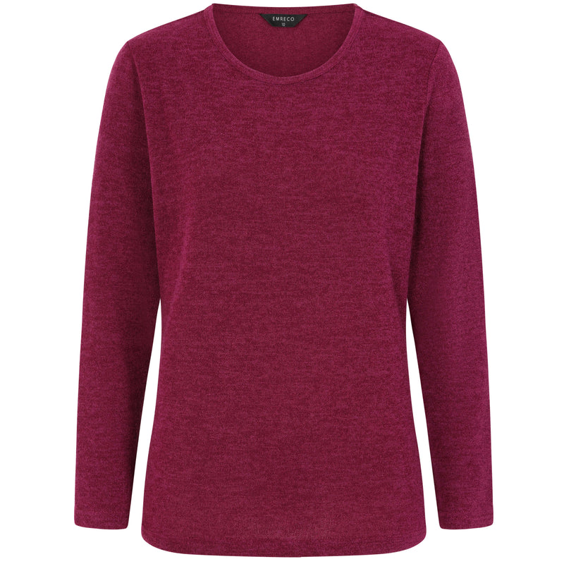 Soft Touch Round Neck Top With Necklace Berry