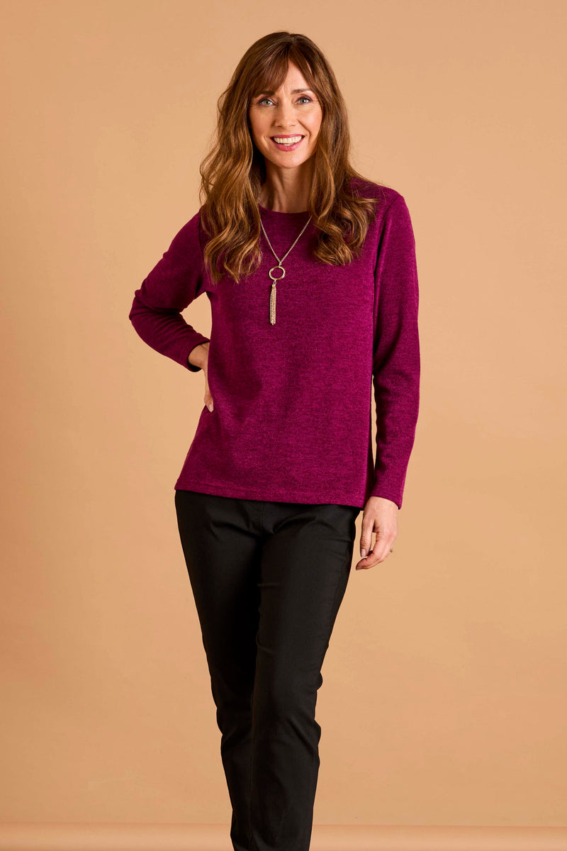 Soft Touch Round Neck Top With Necklace