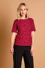 Short Sleeve Fleck Print Top