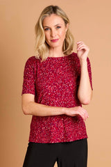 Short Sleeve Fleck Print Top