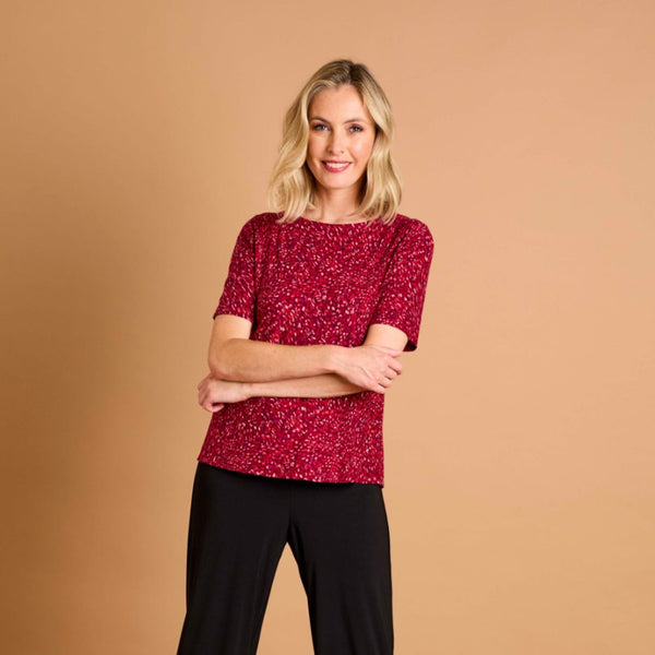 Red Fleck Print Top Red