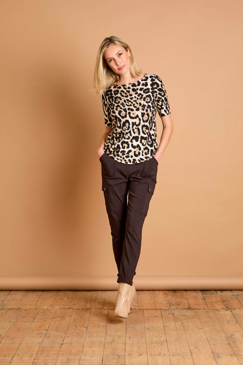 Short Sleeve Animal Print Top