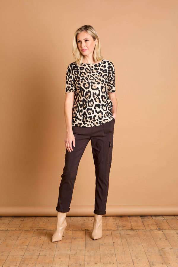 Short Sleeve Animal Print Top