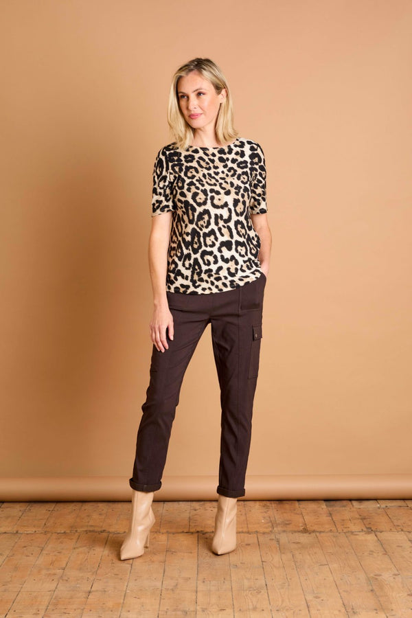 Beige Animal Print Top Beige