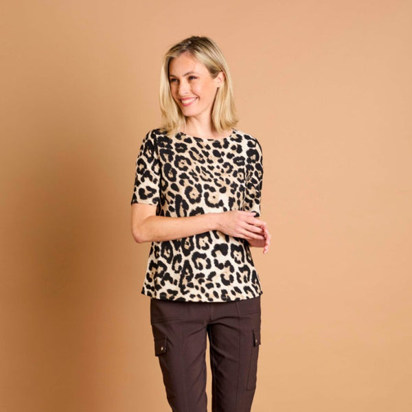 Beige Animal Print Top Beige