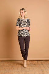 Short Sleeve Animal Print Top