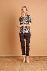 Beige Animal Print Top Beige
