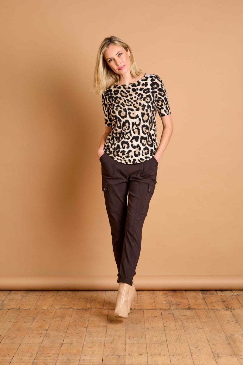 Beige Animal Print Top Beige