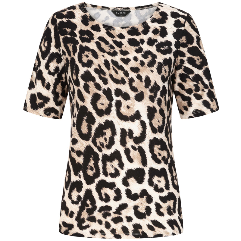 Beige Animal Print Top Beige