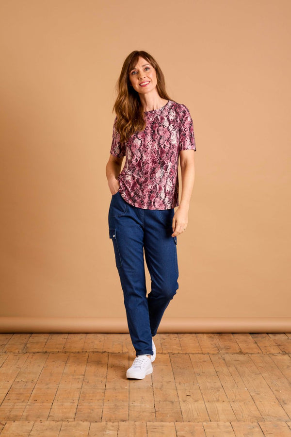 Pink Snake Print Top Pink