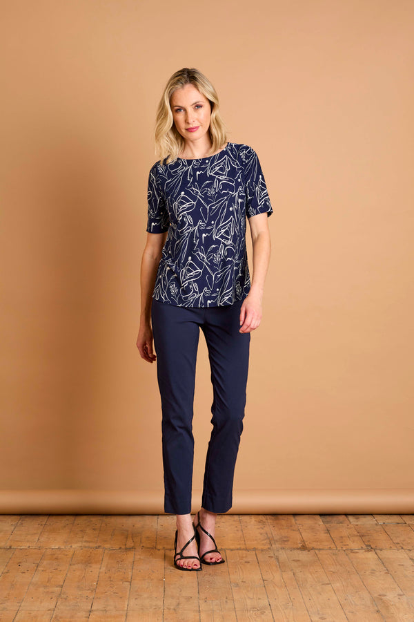 Short Sleeve Abstract Print Top