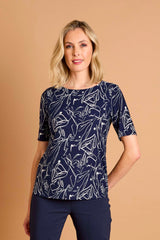 Short Sleeve Abstract Print Top