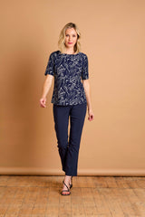 Short Sleeve Abstract Print Top