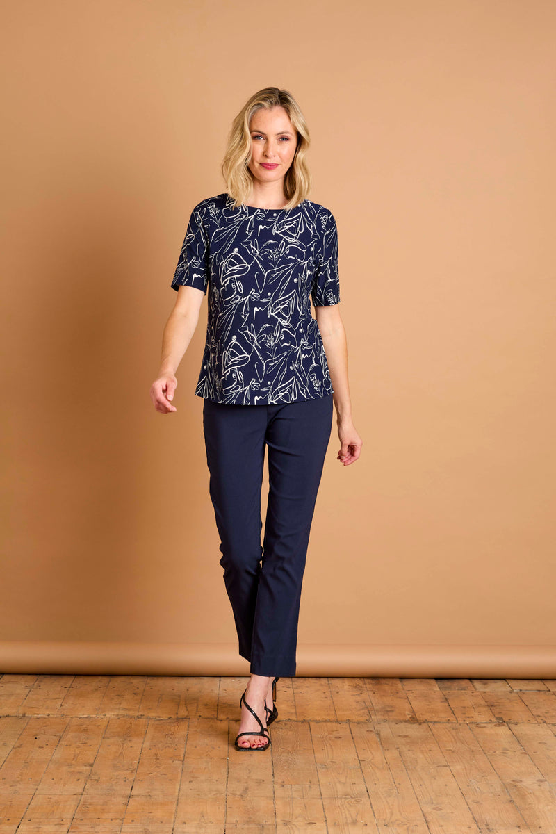 Short Sleeve Abstract Print Top