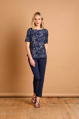 Short Sleeve Abstract Print Top