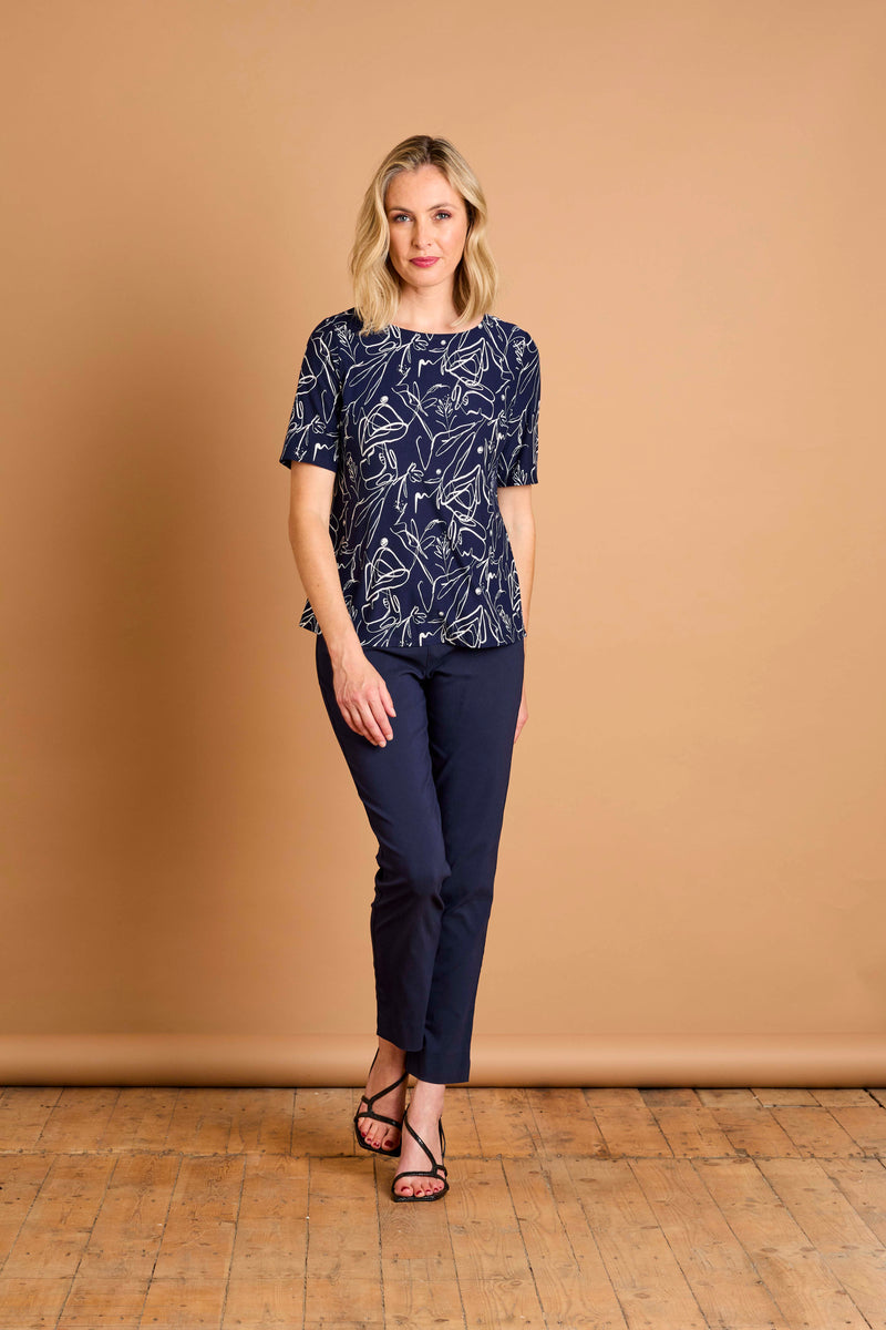 Short Sleeve Abstract Print Top