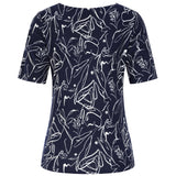Navy Abstract Print Top Navy