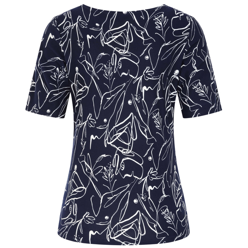 Navy Abstract Print Top Navy