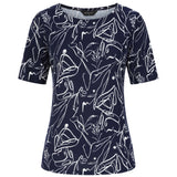 Navy Abstract Print Top Navy