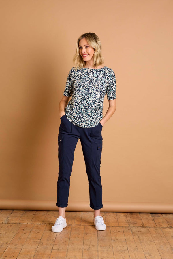 Teal Floral Print Top Teal