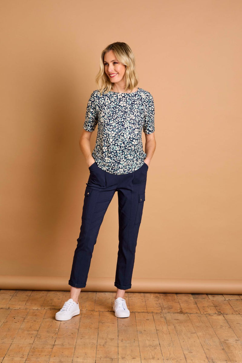 Teal Floral Print Top Teal