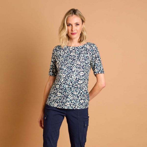 Teal Floral Print Top Teal