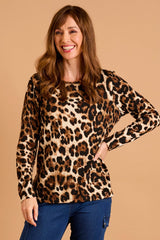 Soft Touch Leopard Print Round Neck Top